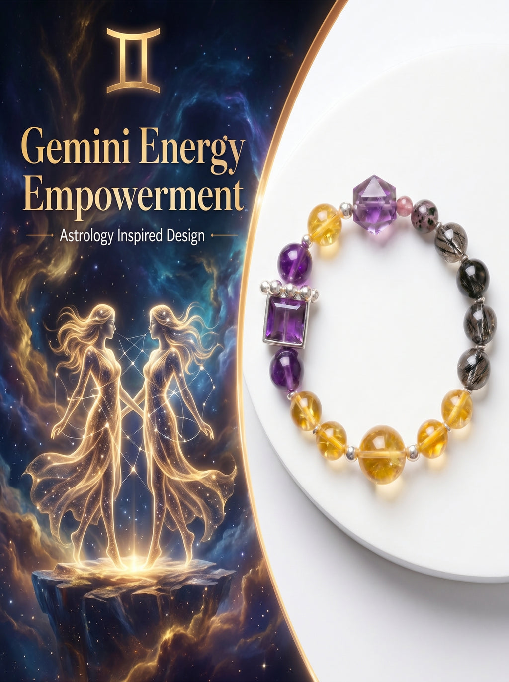Gemini Sovereign Clarity Crystal Bracelet | Amazonite & Smoky Quartz Talisman