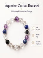 Aquarius Sovereign Mind Crystal Bracelet | Amethyst & Dumortierite Talisman