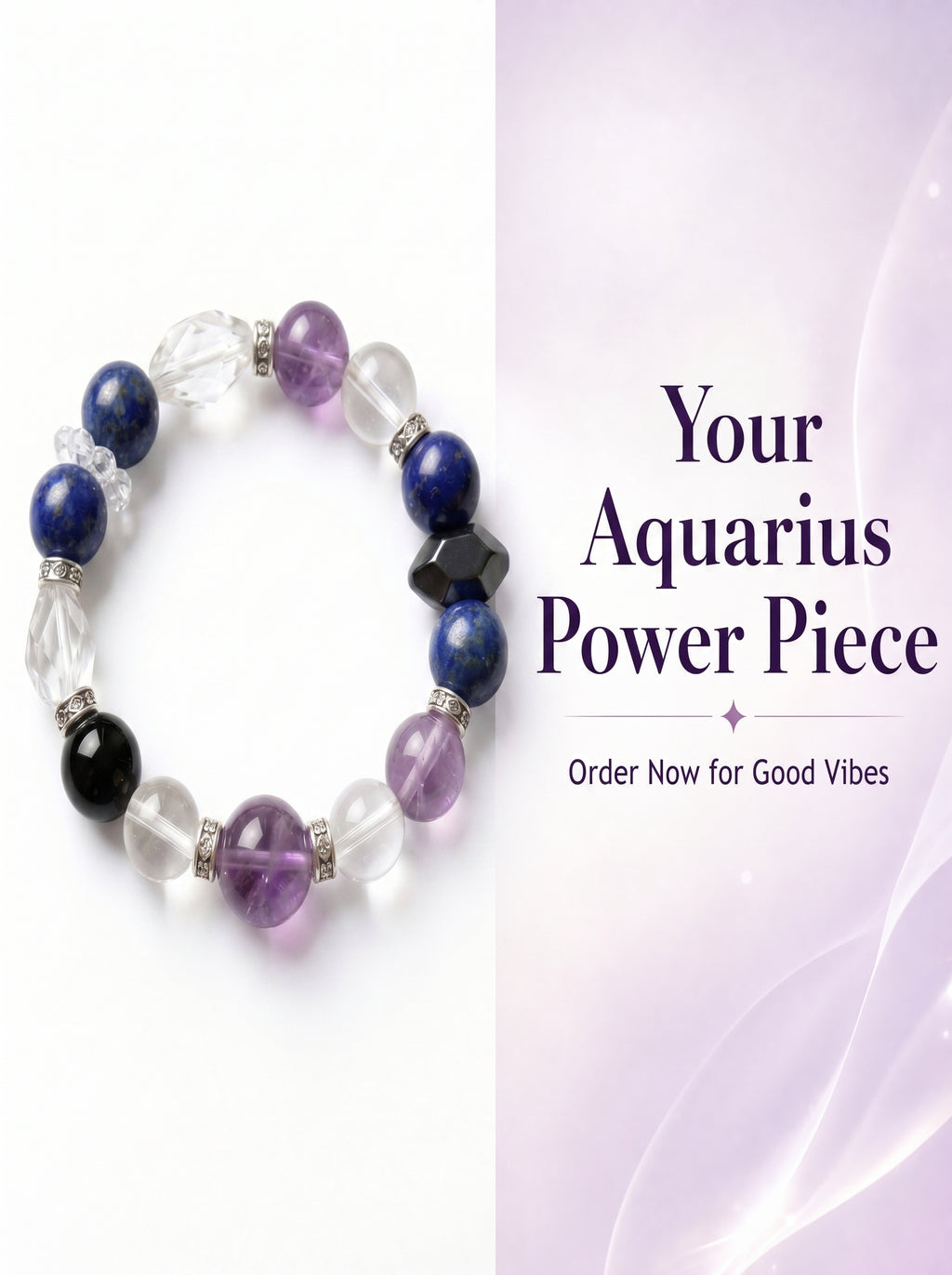 Aquarius Sovereign Mind Crystal Bracelet | Amethyst & Dumortierite Talisman
