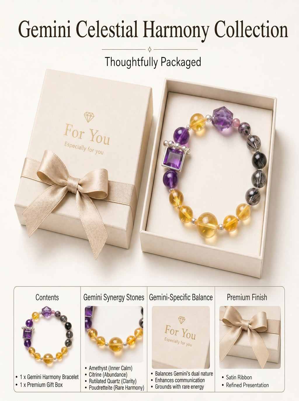 Gemini Sovereign Clarity Crystal Bracelet | Amazonite & Smoky Quartz Talisman