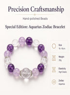 Aquarius Cosmic Quantum Wealth Crystal Bracelet | Moldavite Aura & Rutilated Quartz Talisman