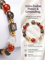 Aries Sovereign Protection Crystal Bracelet | Carnelian & Smoky Quartz Talisman