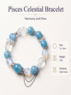 Pisces Sovereign Deep Sea Crystal Bracelet | Aquamarine & Amethyst Talisman