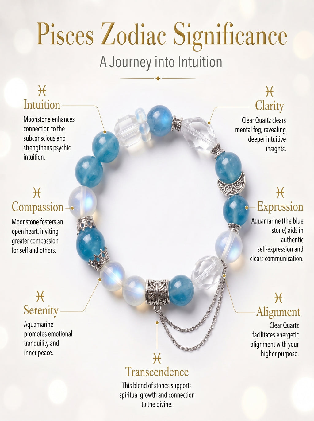Pisces Sovereign Deep Sea Crystal Bracelet | Aquamarine & Amethyst Talisman