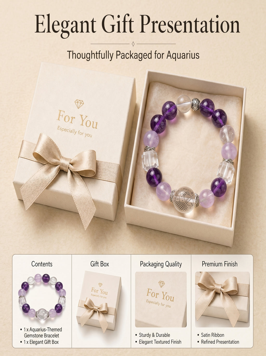 Aquarius Cosmic Quantum Wealth Crystal Bracelet | Moldavite Aura & Rutilated Quartz Talisman