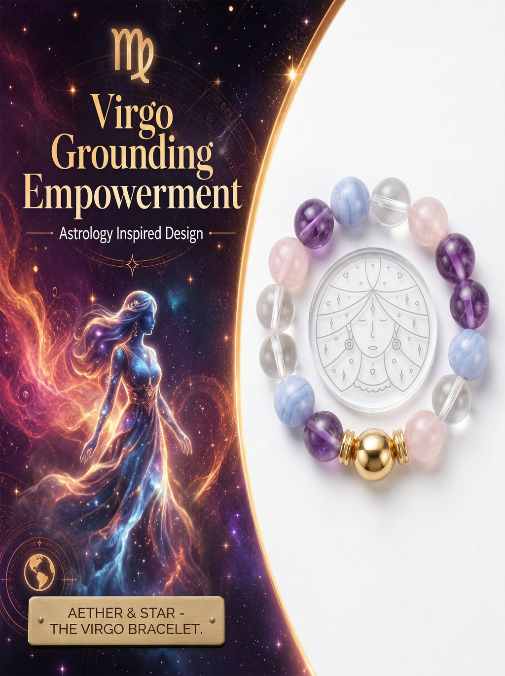 Virgo Sovereign Order Crystal Bracelet | Sodalite & Smoky Quartz Talisman