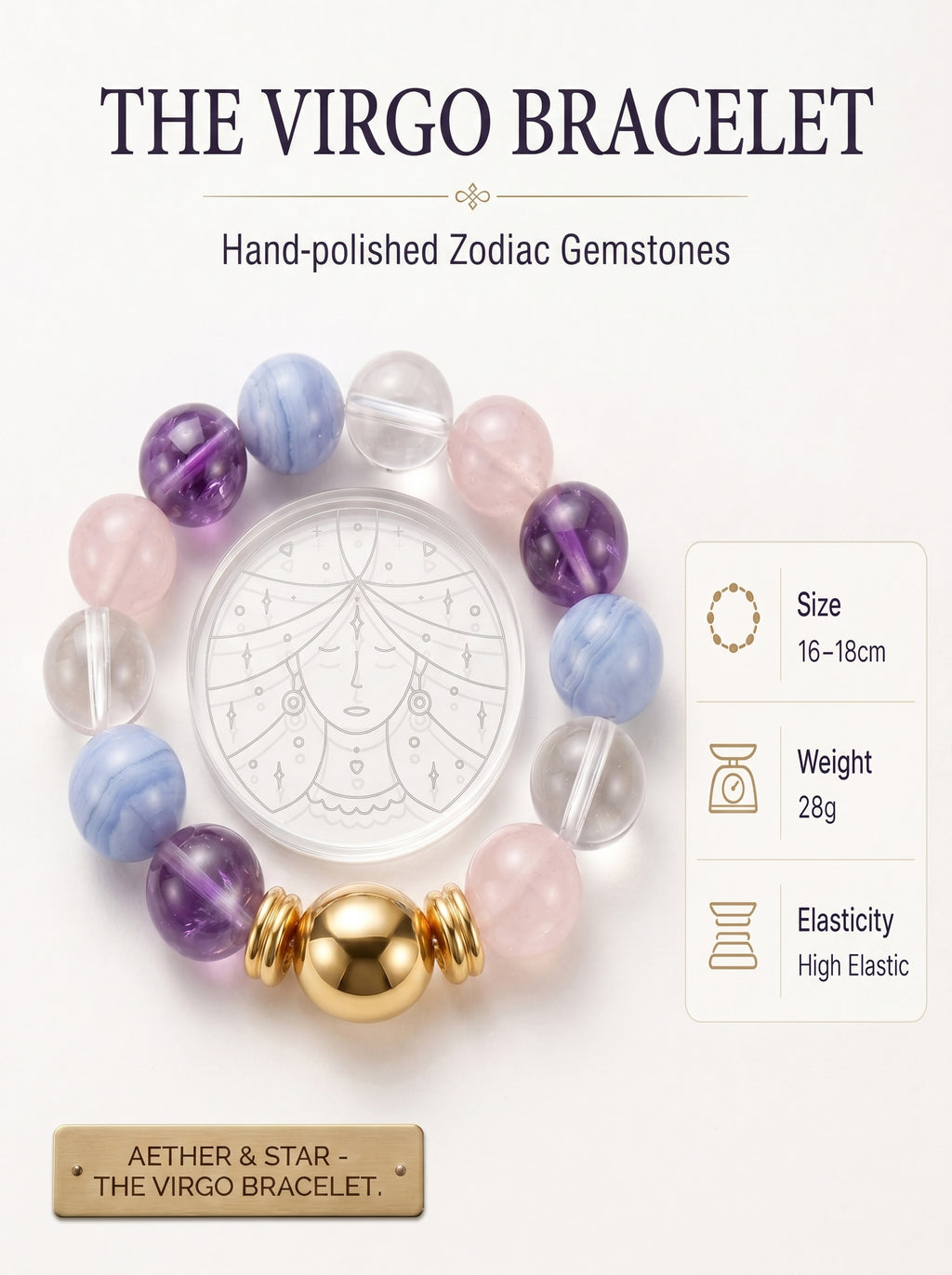 Virgo Sovereign Order Crystal Bracelet | Sodalite & Smoky Quartz Talisman