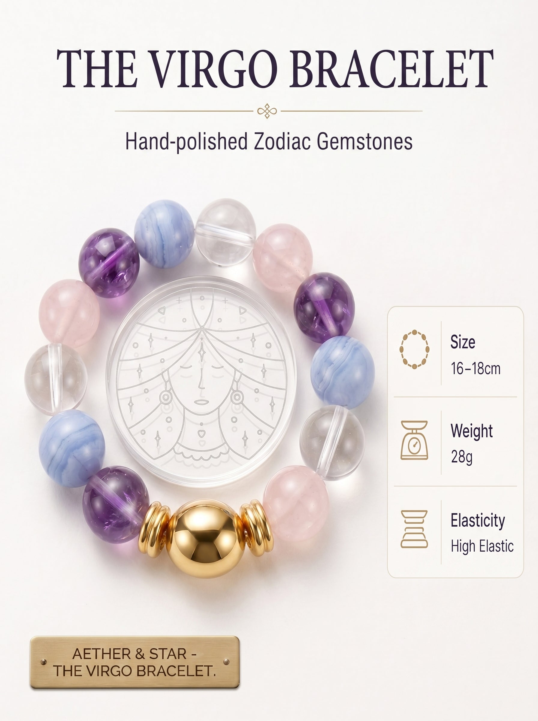 Virgo Sovereign Order Crystal Bracelet | Sodalite & Smoky Quartz Talisman