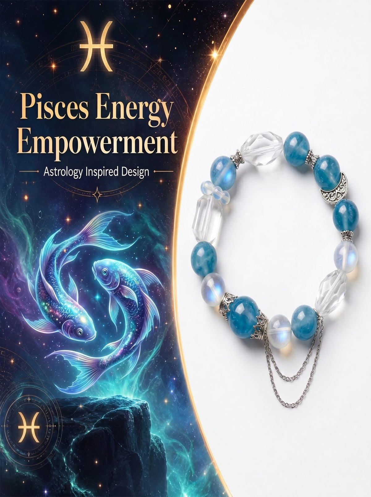 The Pisces Sovereign Deep Sea Bracelet | Aquamarine & Royal Amethyst