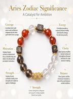Aries Sovereign Protection Crystal Bracelet | Carnelian & Smoky Quartz Talisman