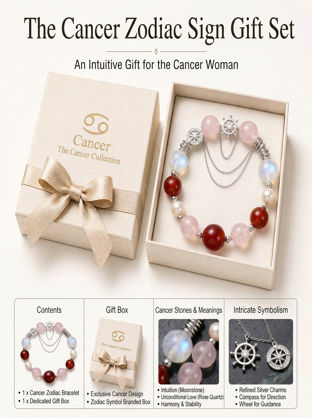 Cancer Imperial Evolution Crystal Bracelet | Amethyst & Rose Quartz Talisman