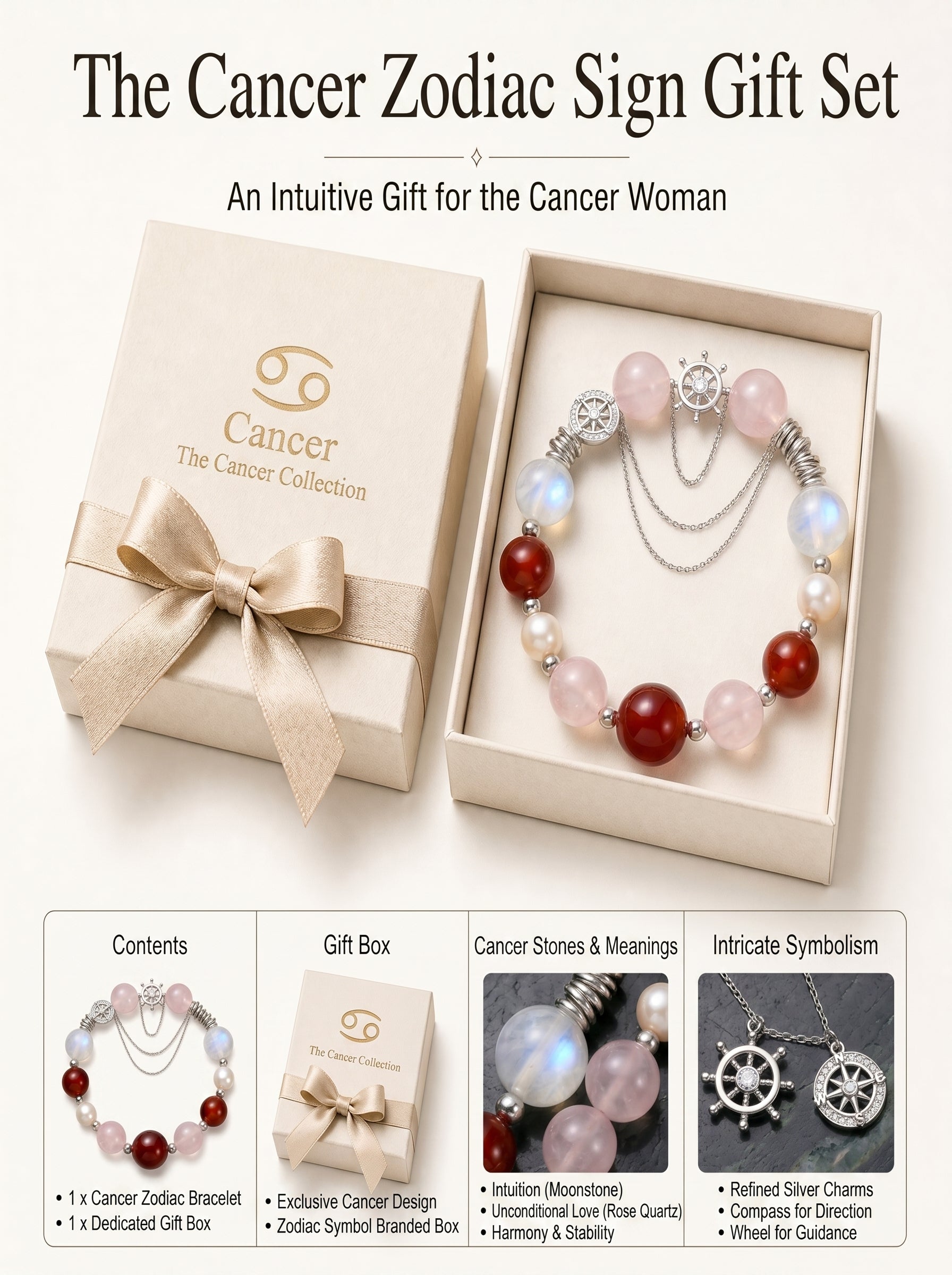 Cancer Imperial Evolution Crystal Bracelet | Amethyst & Rose Quartz Talisman