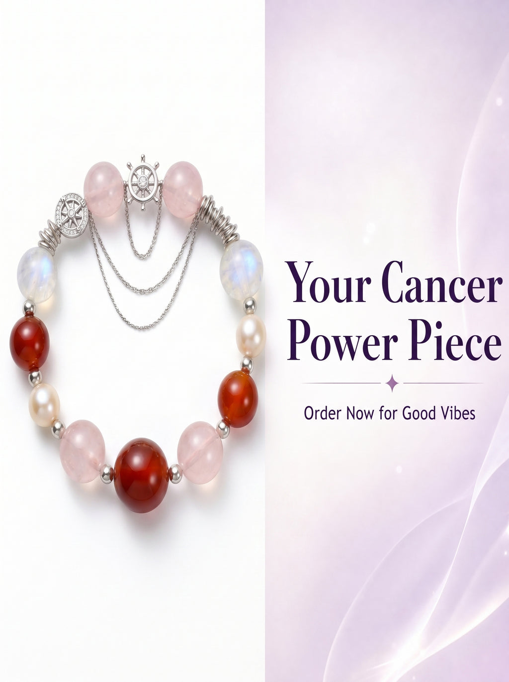 Cancer Imperial Evolution Crystal Bracelet | Amethyst & Rose Quartz Talisman