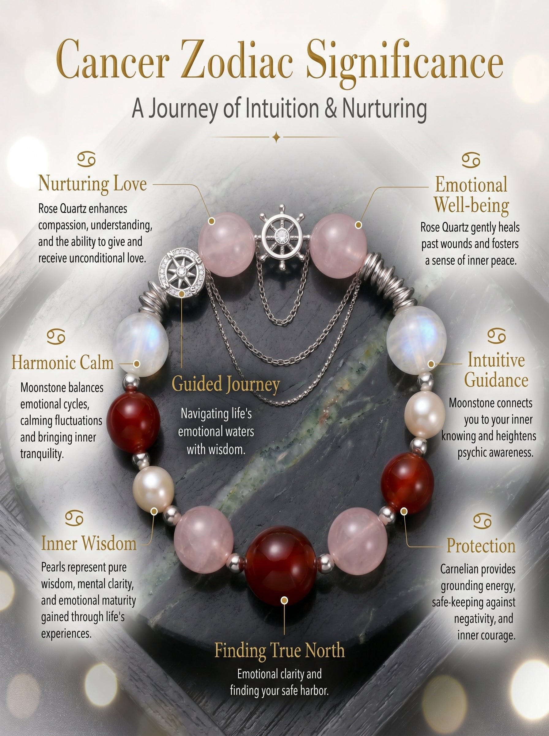 Cancer Imperial Evolution Crystal Bracelet | Amethyst & Rose Quartz Talisman
