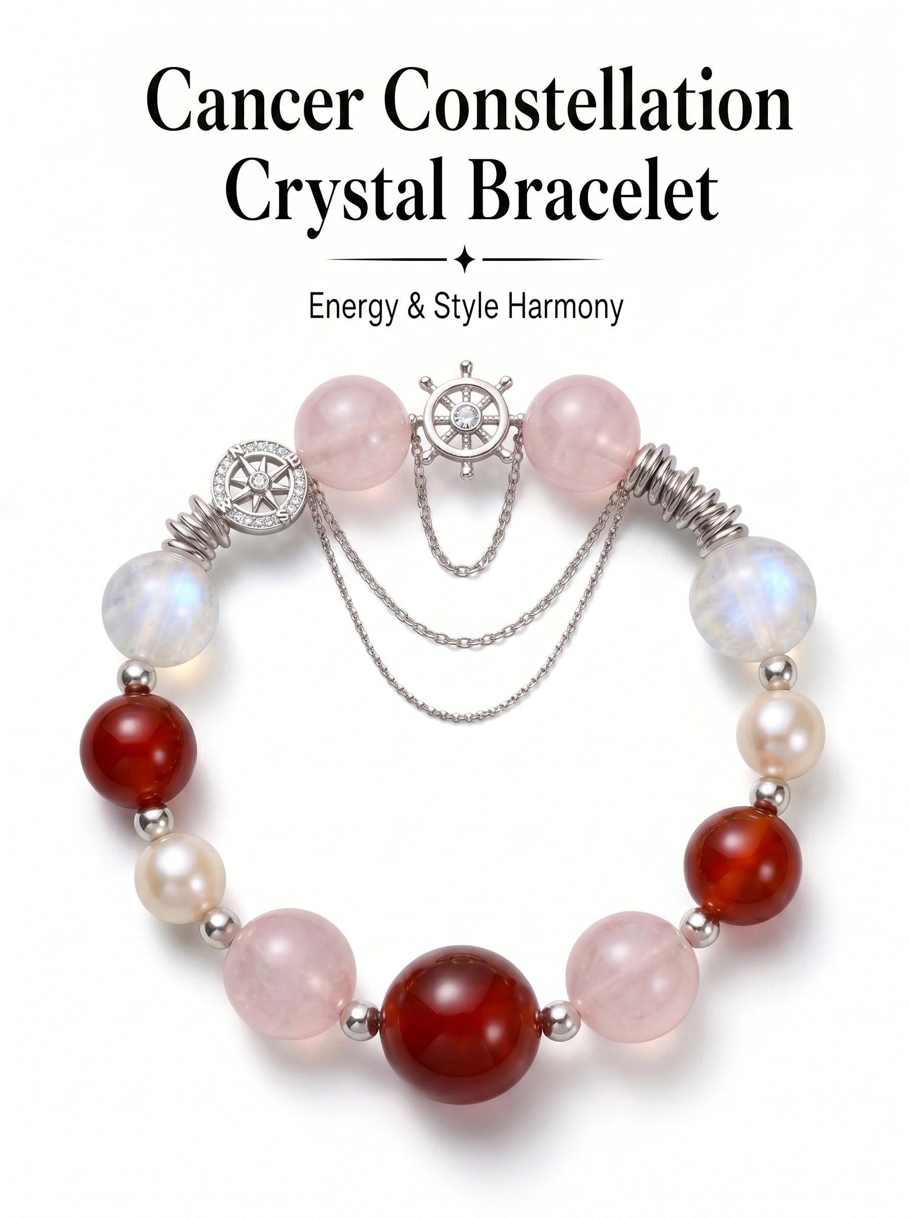 Cancer Imperial Evolution Crystal Bracelet | Amethyst & Rose Quartz Talisman