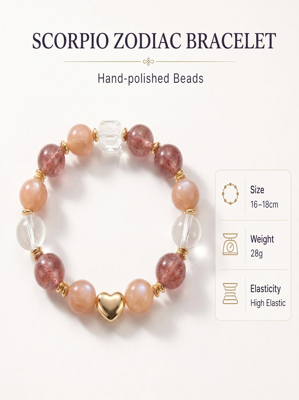 Scorpio Imperial Phoenix Wealth Crystal Bracelet | Rutilated & Skeletal Quartz Talisman