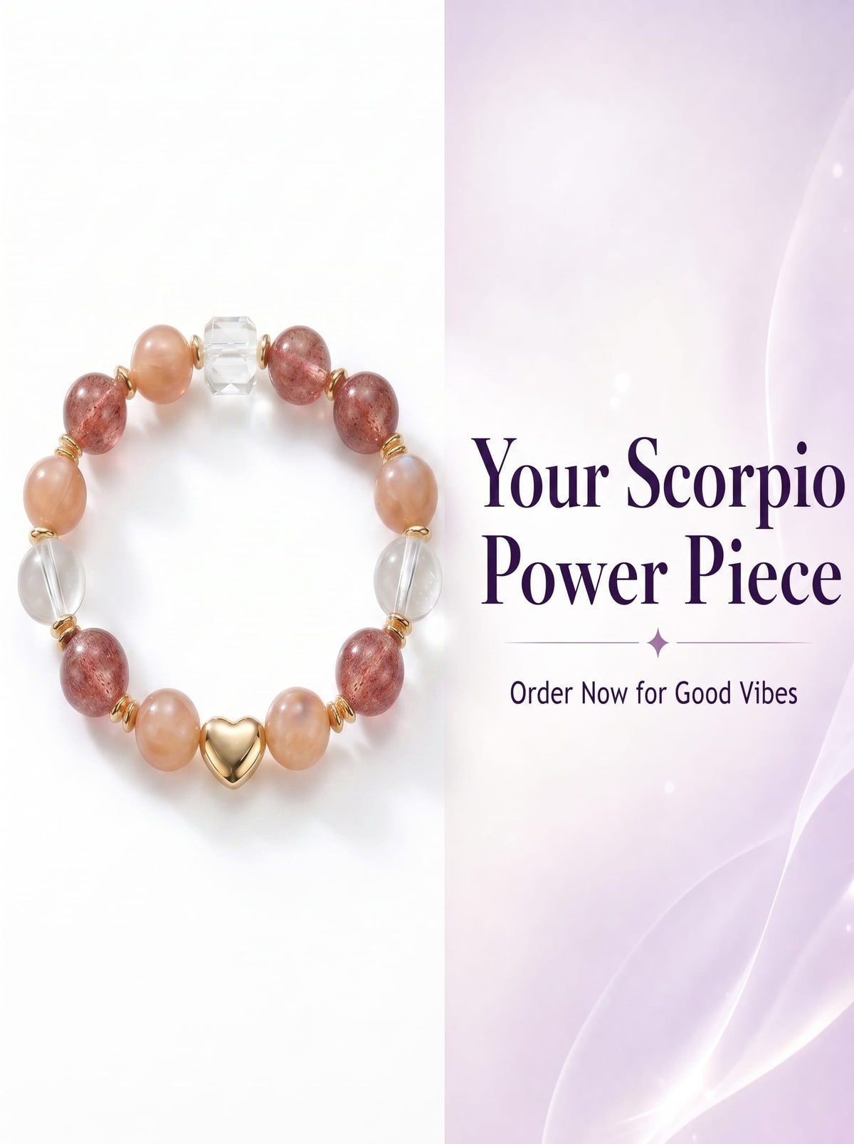 Natural Gold Rutilated, Skeletal & Clear Quartz Scorpio Wealth Bracelet