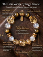 Libra Imperial Aesthetic Wealth Crystal Bracelet | Gold Rutilated & Madagascar Rose Quartz