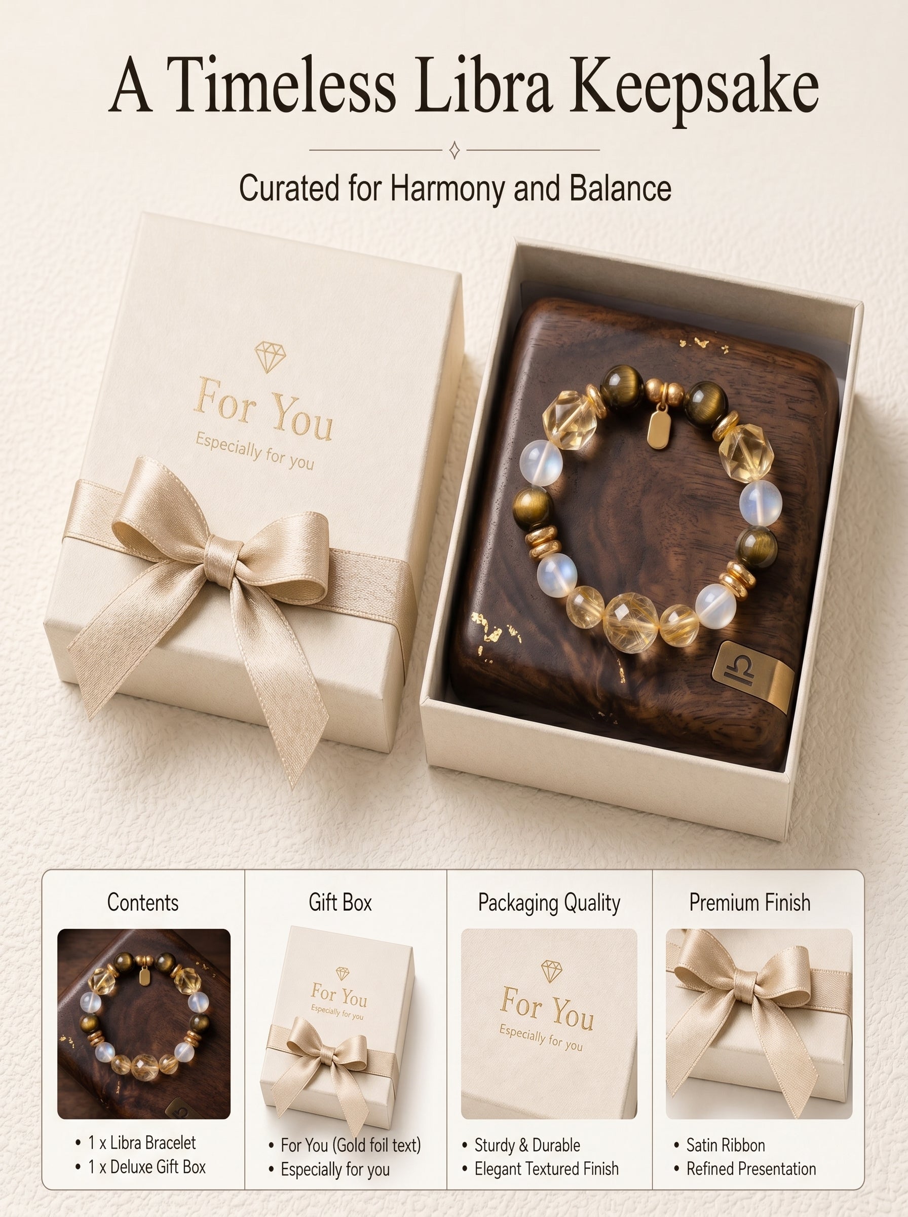 Libra Imperial Aesthetic Wealth Crystal Bracelet | Gold Rutilated & Madagascar Rose Quartz
