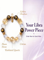 Libra Imperial Aesthetic Wealth Crystal Bracelet | Gold Rutilated & Madagascar Rose Quartz