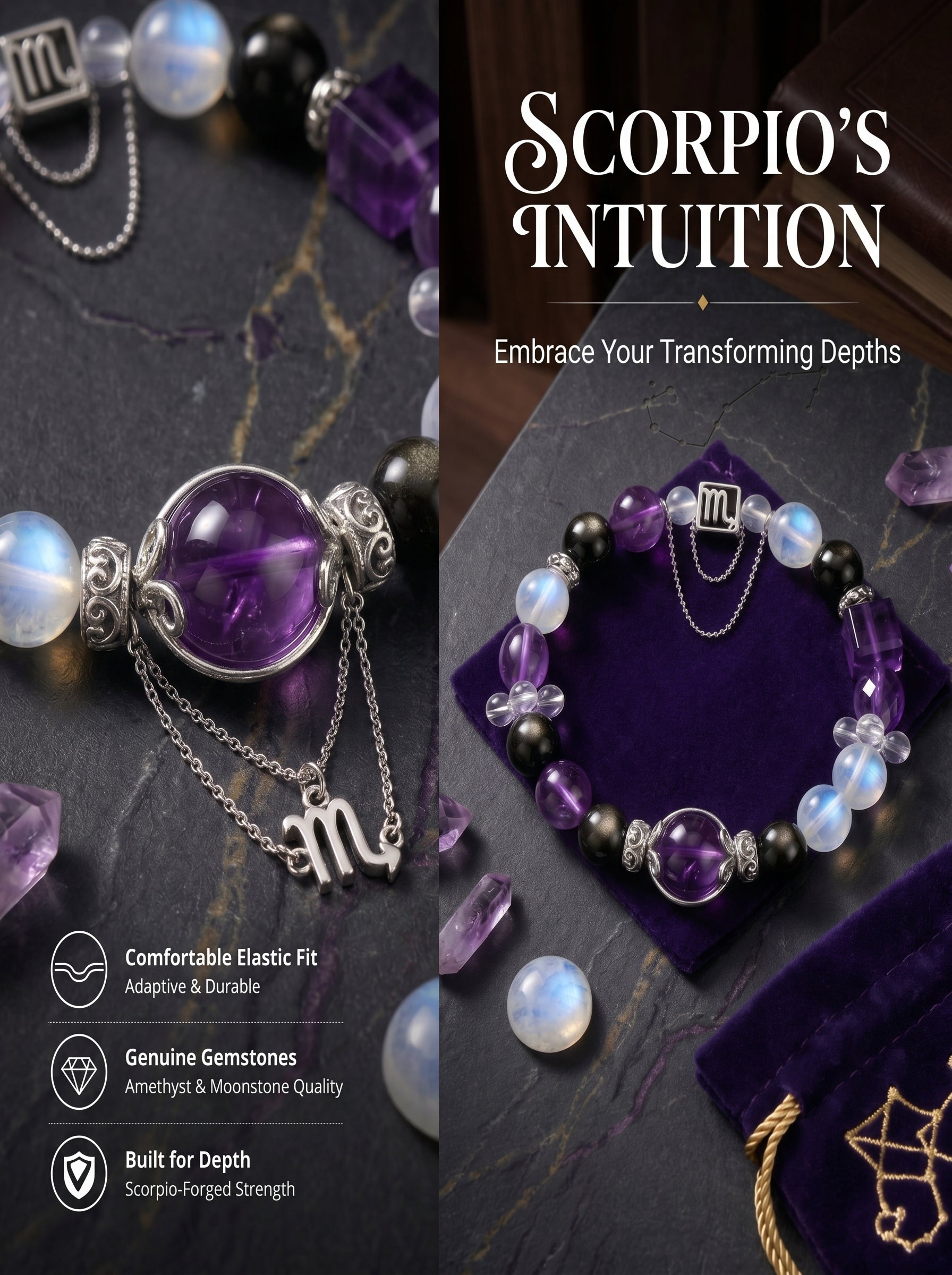 Scorpio Sovereign Void Crystal Bracelet | Obsidian & Tiger's Eye Talisman