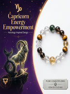 Capricorn Empire Manifestation Crystal Bracelet | Rutilated Quartz & Tiger's Eye Talisman