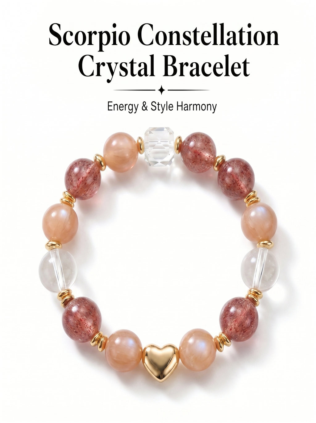 Scorpio Imperial Phoenix Wealth Crystal Bracelet | Rutilated & Skeletal Quartz Talisman