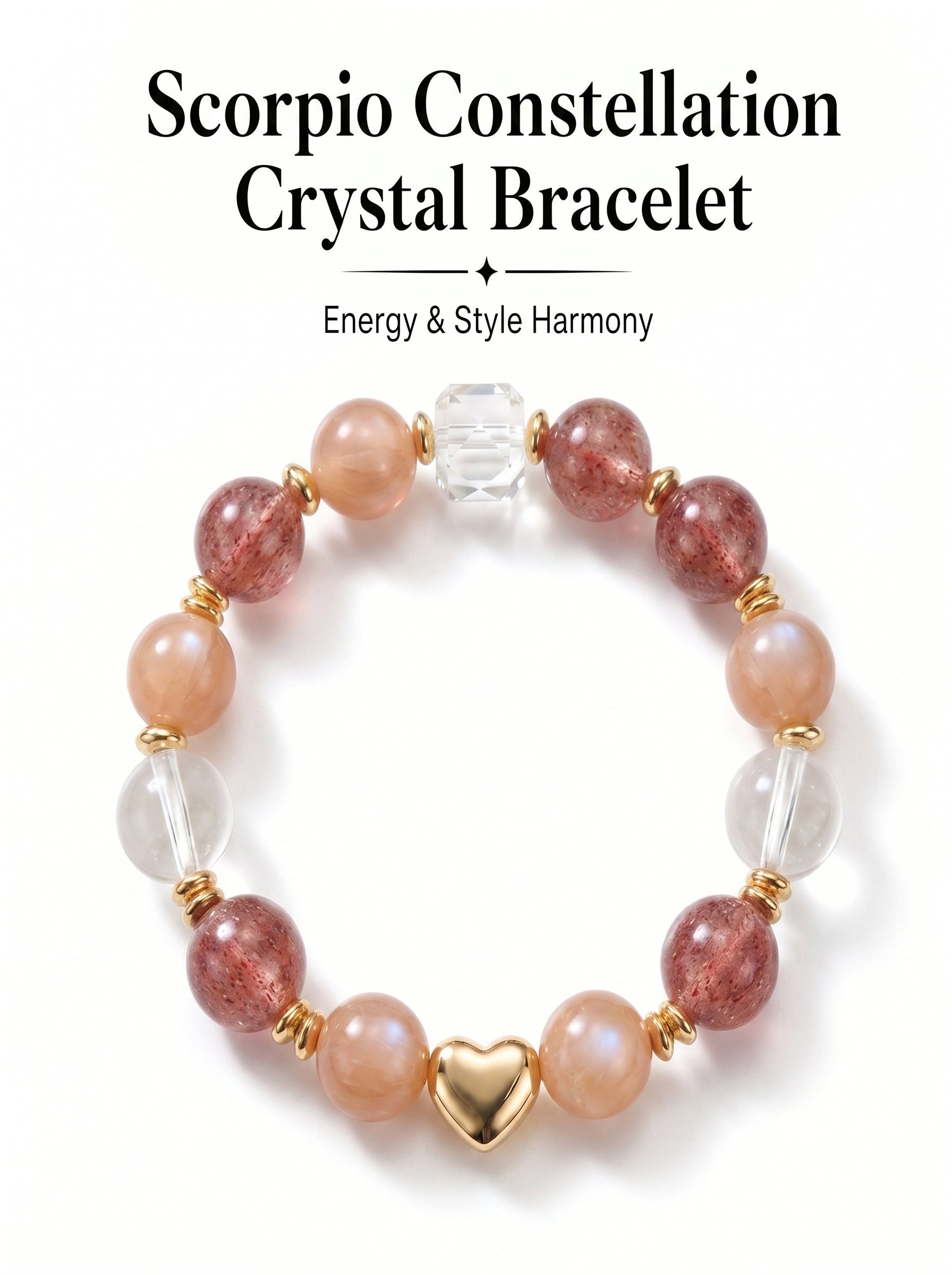Scorpio Imperial Phoenix Wealth Crystal Bracelet | Rutilated & Skeletal Quartz Talisman