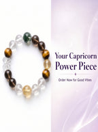 Capricorn Empire Manifestation Crystal Bracelet | Rutilated Quartz & Tiger's Eye Talisman