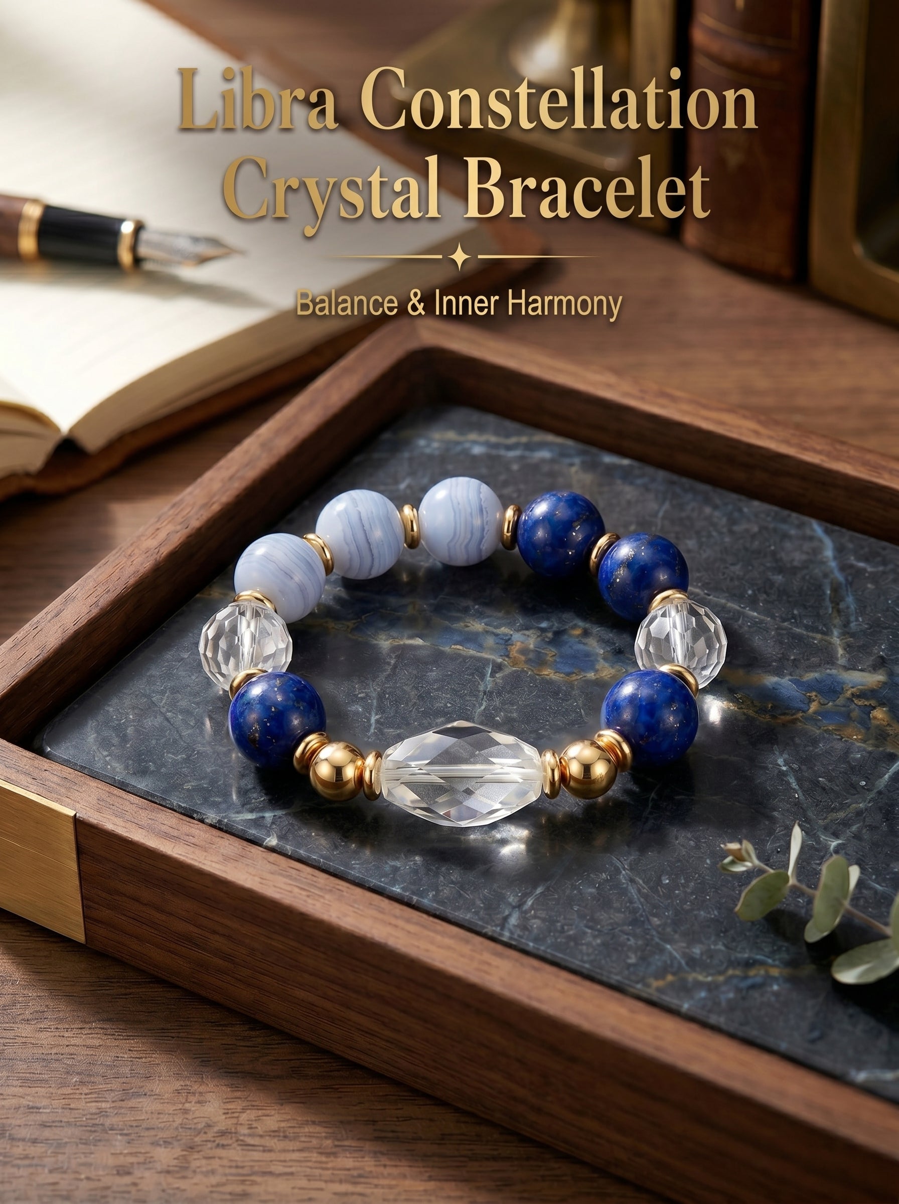 Libra Sovereign Balance Crystal Bracelet | Black Spinel & Aventurine Talisman