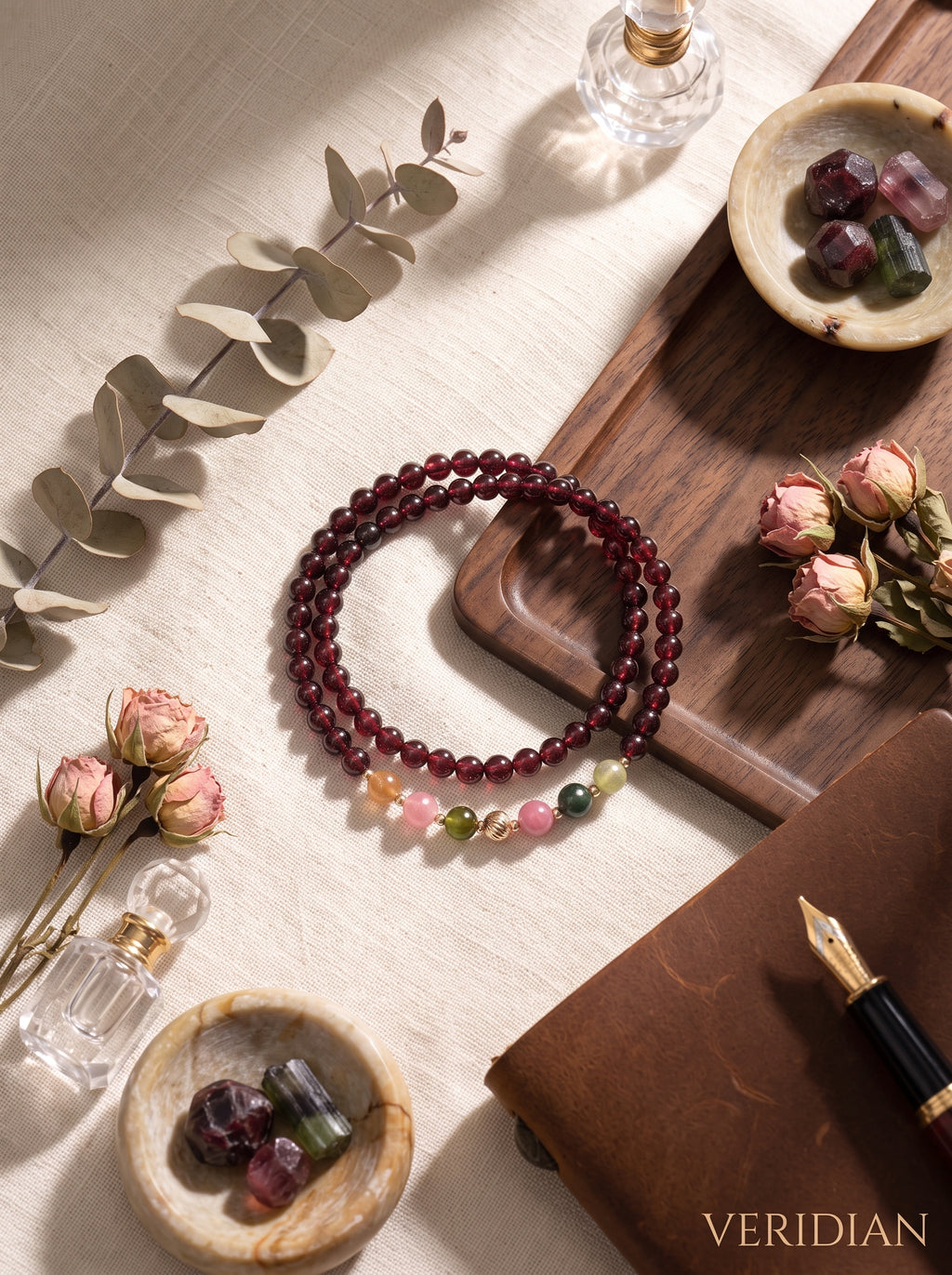 Sovereign Red" Premium Natural Garnet & Rubellite Tourmaline Single-Strand Bracelet: Root & Heart Chakra Alignment, Shield Executive Burnout & Restore Life-Force Vitality