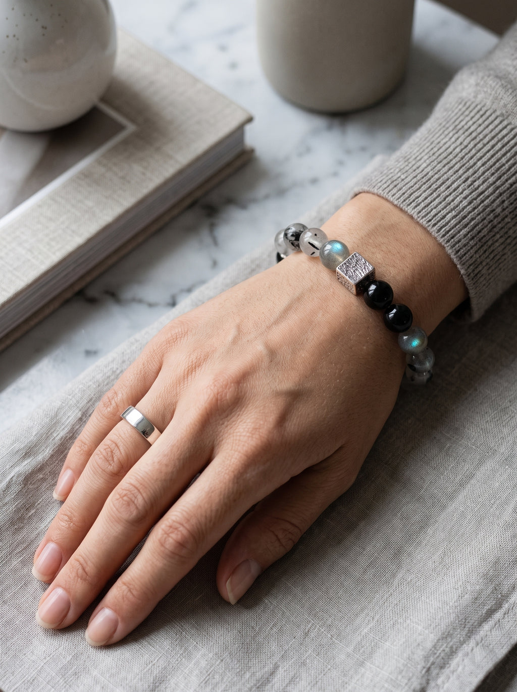 Quiet Khaki" Premium Earth Element & Golden Tiger's Eye Composite Energy Bracelet: Root Chakra Alignment, Old Money Aesthetic & Sensory Calm Firewall