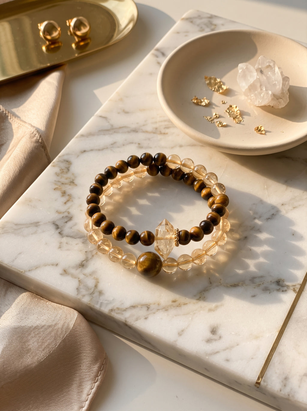 Sunlit Mountain" Premium Golden Sunstone & Citrine Composite Energy Bracelet: Solar Plexus Alignment, Dissolve Scarcity Fear & Manifest Scaled Revenue Velocity