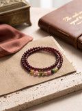 Sovereign Red" Premium Natural Garnet & Rubellite Tourmaline Single-Strand Bracelet: Root & Heart Chakra Alignment, Shield Executive Burnout & Restore Life-Force Vitality