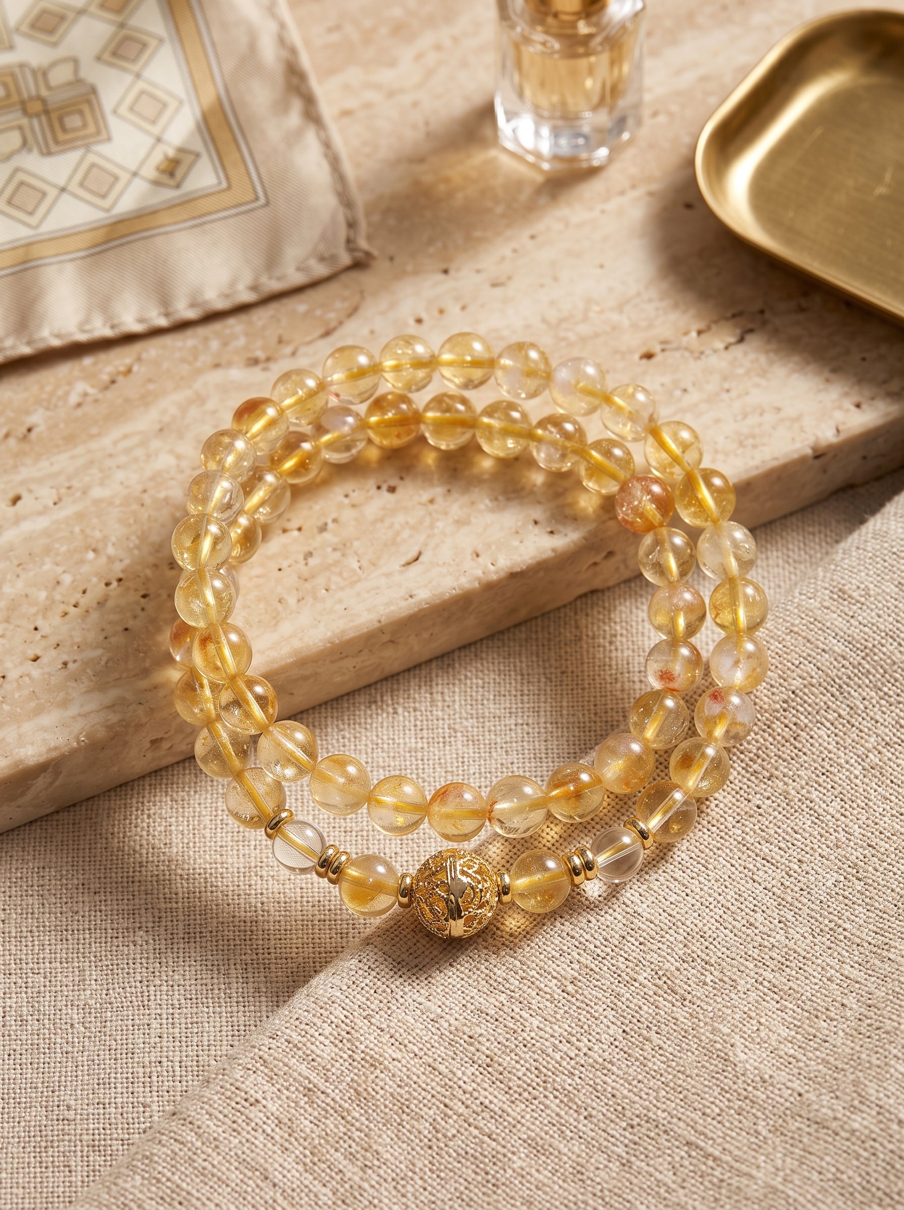 Daily Gold" Premium Citrine Phantom Pyramid & Rutilated Quartz Multi-Wrap Bracelet: Solar Plexus Alignment, Break Growth Bottlenecks & Manifest Multi-Channel Revenue Velocity