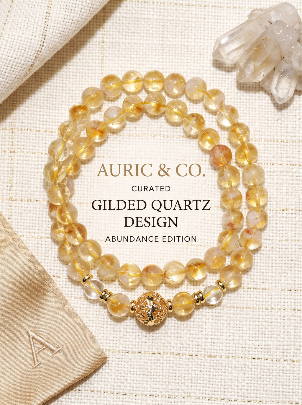 Daily Gold" Premium Citrine Phantom Pyramid & Rutilated Quartz Multi-Wrap Bracelet: Solar Plexus Alignment, Break Growth Bottlenecks & Manifest Multi-Channel Revenue Velocity
