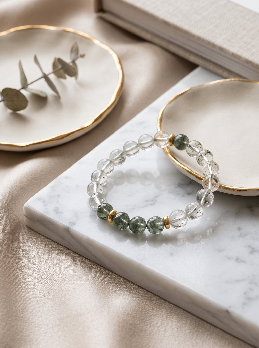 Vanguard Mountain" Premium Natural Green Phantom Quartz Bracelet: Awaken Heart Chakra Wood Energy, Dissolve Operational Plateaus & Manifest Long-Tail Corporate Assets
