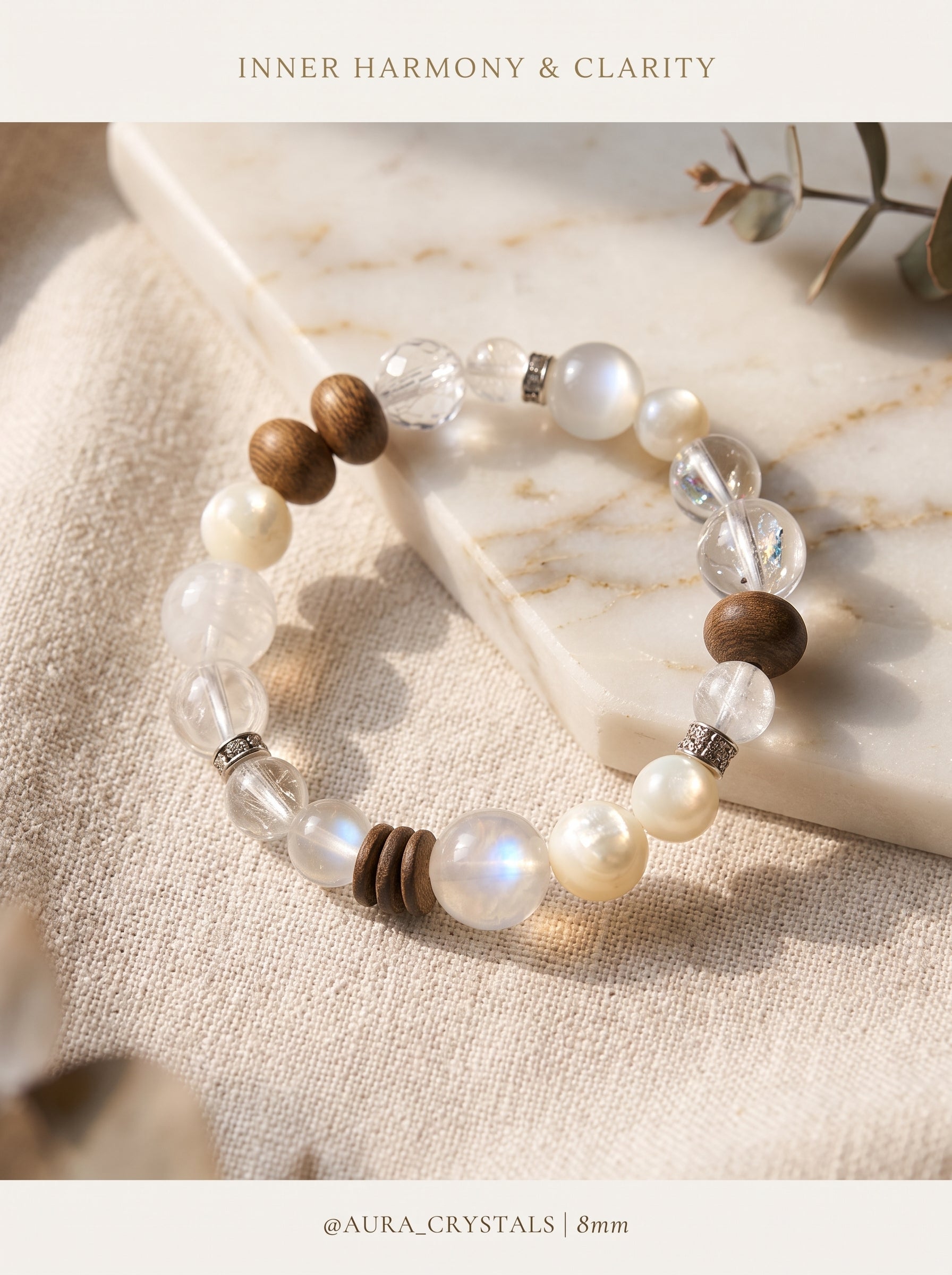 "Five Elements: Metal" Premium Azeztulite White Quartz Bracelet: Intercept Digital Static, Purify Aura Leakage & Guarantee Executive Security