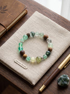 "Five Elements: Wood" Green Phantom Quartz Bracelet: Tiered Mountain Matrix for Breaking Scaling Plateaus and Manifesting Enterprise Wealth