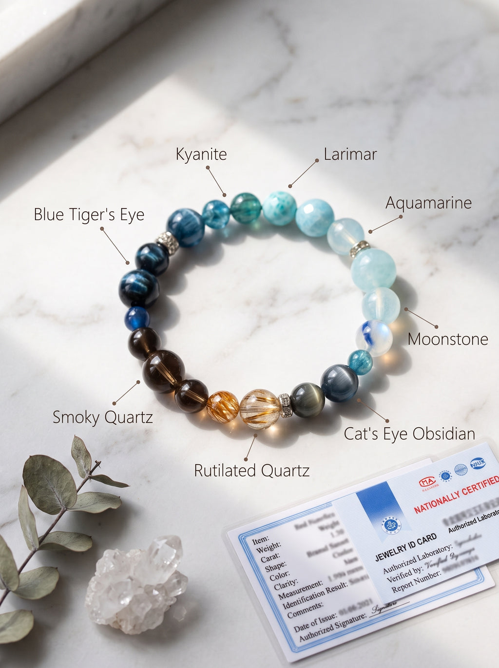 "Five Elements: Water" Natural Aquamarine Energy Bracelet: Dissolve Dawn Anxiety and Reclaim Clear Executive Communication