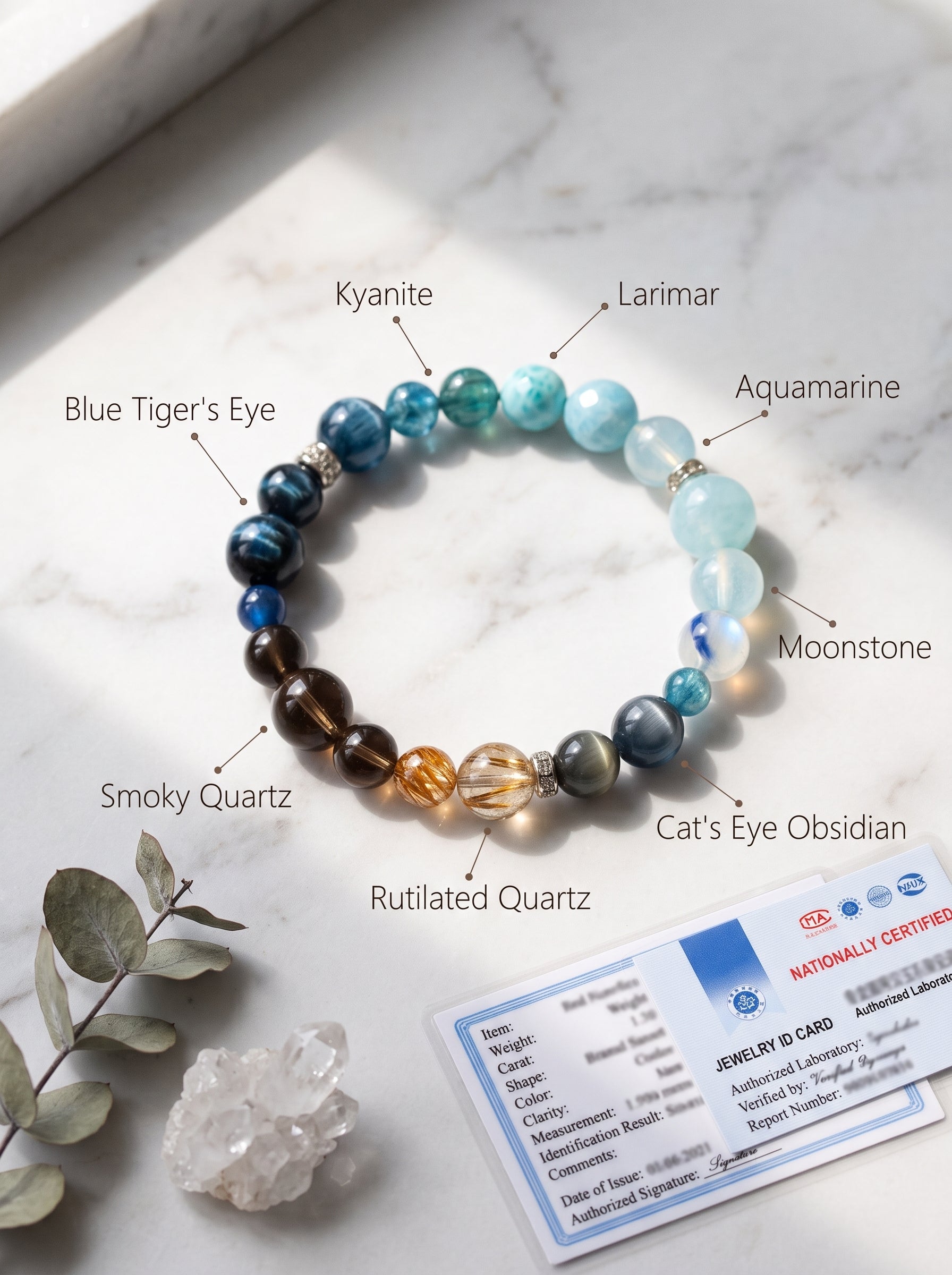 "Five Elements: Water" Natural Aquamarine Energy Bracelet: Dissolve Dawn Anxiety and Reclaim Clear Executive Communication
