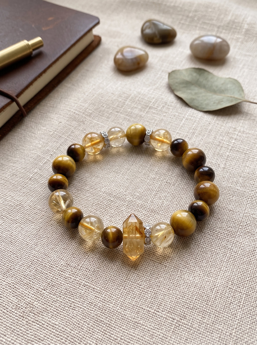 "Abundance Tower" Citrine/Golden Quartz Bracelet: Custom Wrist Sizes, Golden Pyramid Wealth Matrix for Executive Growth