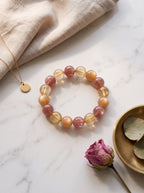 "Foil Koi" Premium Full-Inclusion Fire Quartz & Lepidolite Bracelet: Heart & Solar Plexus Alignment, Dissolve Executive Anxiety & Manifest Asymmetric Wealth Turnarounds