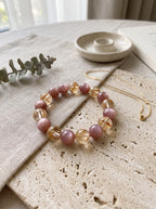 "Foil Koi" Premium Full-Inclusion Fire Quartz & Lepidolite Bracelet: Heart & Solar Plexus Alignment, Dissolve Executive Anxiety & Manifest Asymmetric Wealth Turnarounds