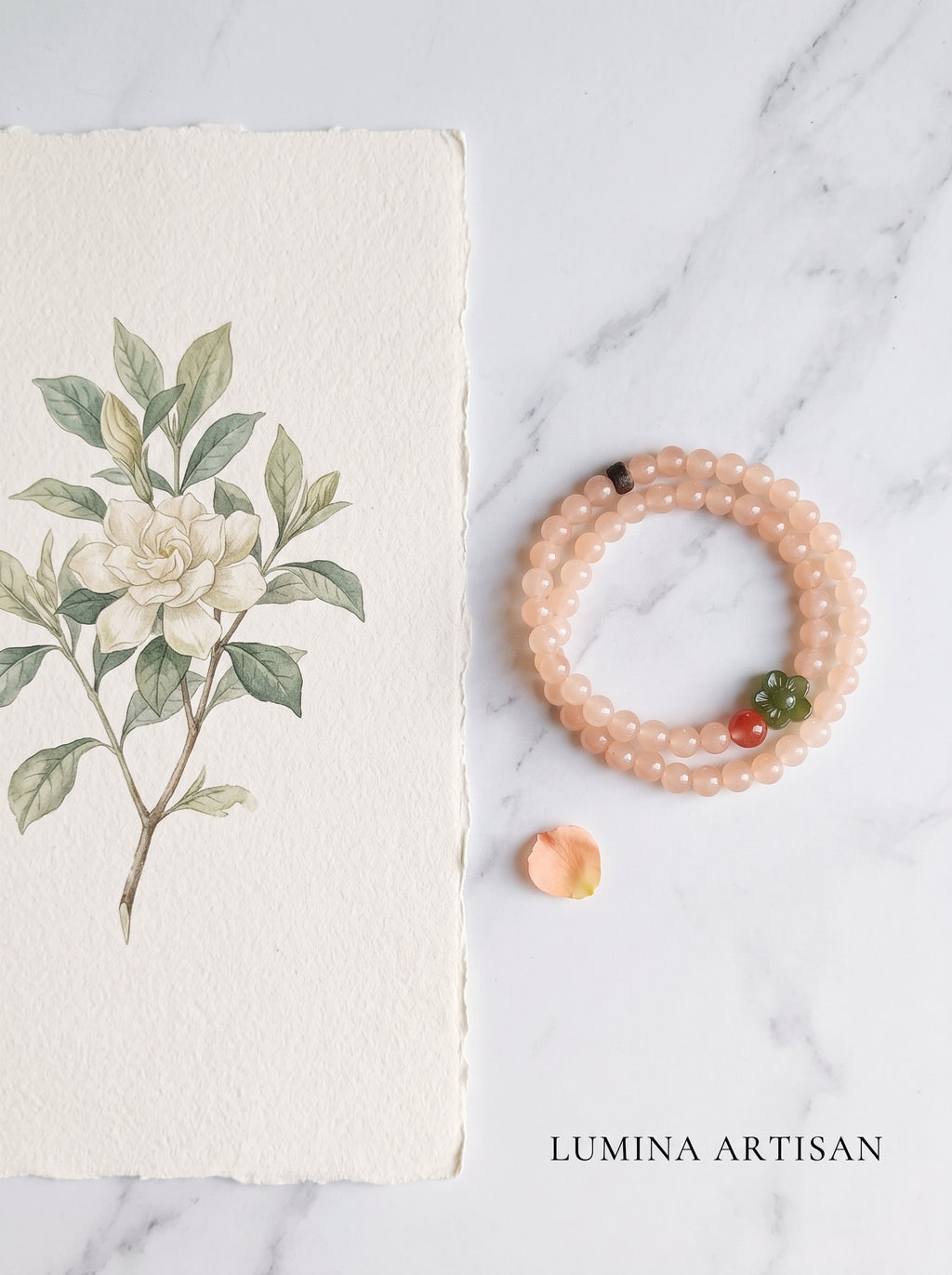 Sweet Blossom Curd" Premium Natural Rose Quartz & Lychee Jelly Agate Energy Bracelet: Heart Chakra Alignment, Dissolve Burnout & Manifest Sovereign Charisma