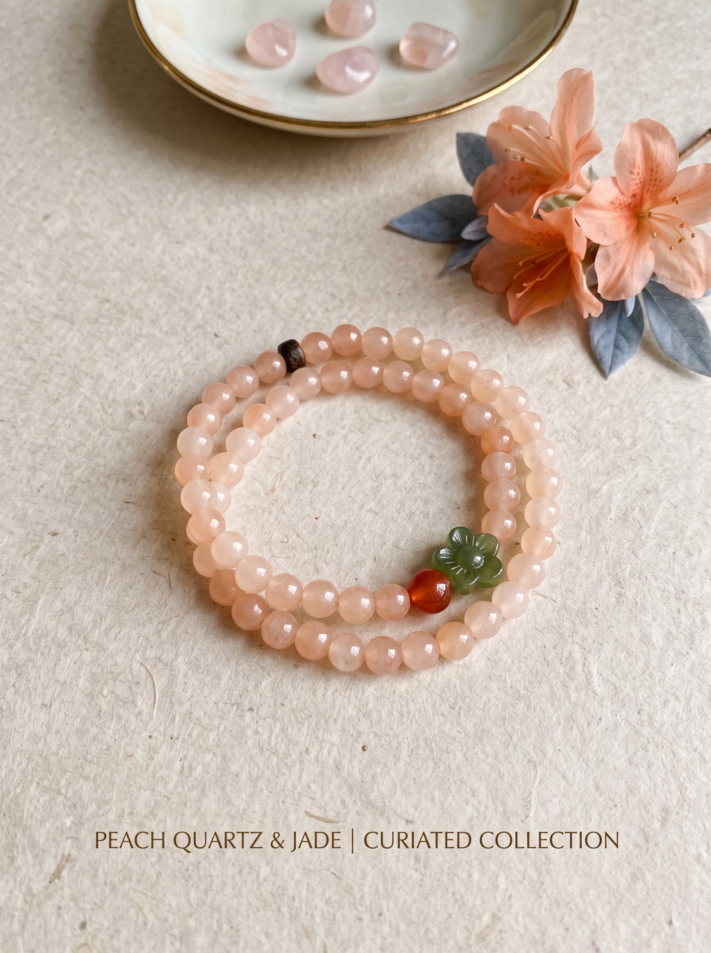 Sweet Blossom Curd" Premium Natural Rose Quartz & Lychee Jelly Agate Energy Bracelet: Heart Chakra Alignment, Dissolve Burnout & Manifest Sovereign Charisma
