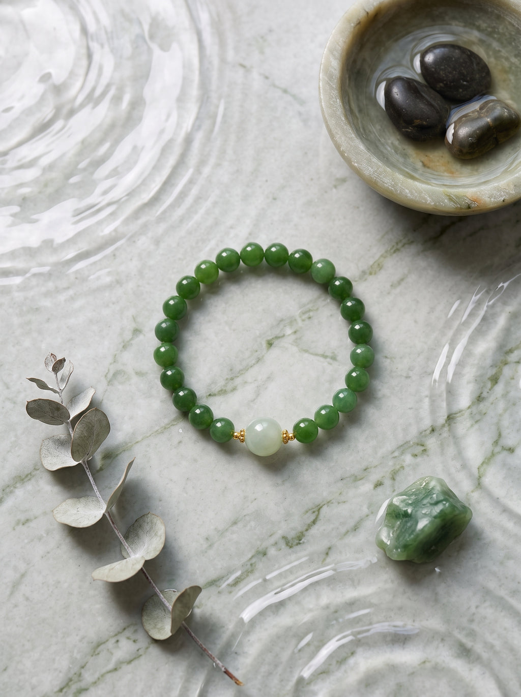 Sovereign Jade" Premium Natural Nephrite Green Jade Single-Strand Bracelet: Heart & Root Chakra Alignment, Dissolve Scarcity Fear & Secure Old-Money Wealth Permanence