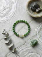 Sovereign Jade" Premium Natural Nephrite Green Jade Single-Strand Bracelet: Heart & Root Chakra Alignment, Dissolve Scarcity Fear & Secure Old-Money Wealth Permanence