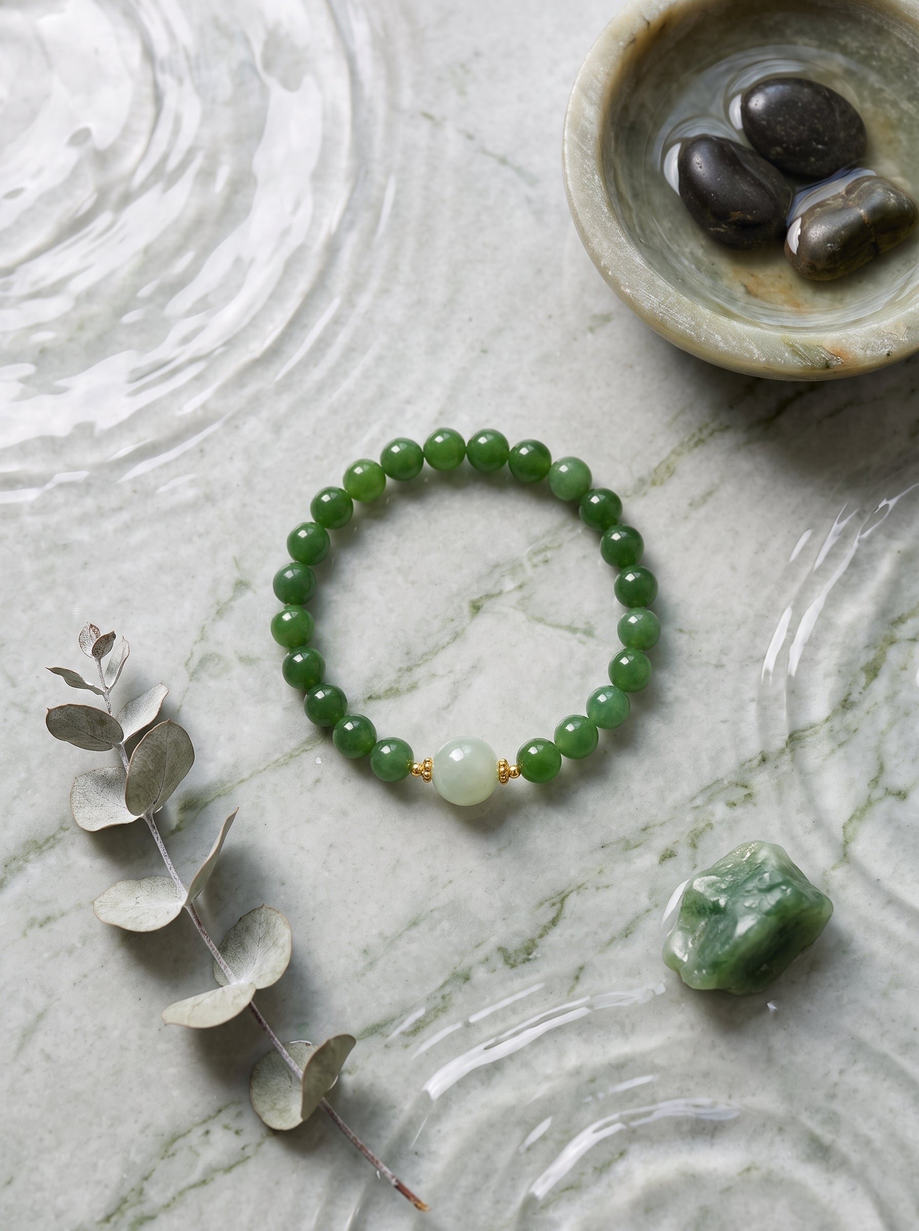 Sovereign Jade" Premium Natural Nephrite Green Jade Single-Strand Bracelet: Heart & Root Chakra Alignment, Dissolve Scarcity Fear & Secure Old-Money Wealth Permanence