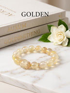 Golden Lapin Dream" Premium Rutilated Quartz Bracelet: Solar Plexus Alignment, Agile Market Leap & Instant Abundance Manifestation